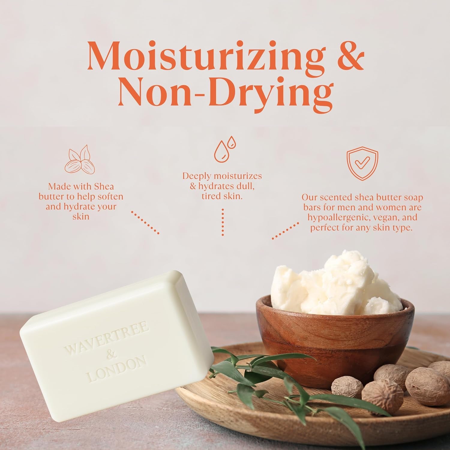 Peach Bellini Scented Natural Soap (2 Bars), 7Oz Moisturizing French Triple Milled Soap Bars Enriched with Shea Butter - Pure Plant Based Bath & Body Bars for All Skin Types