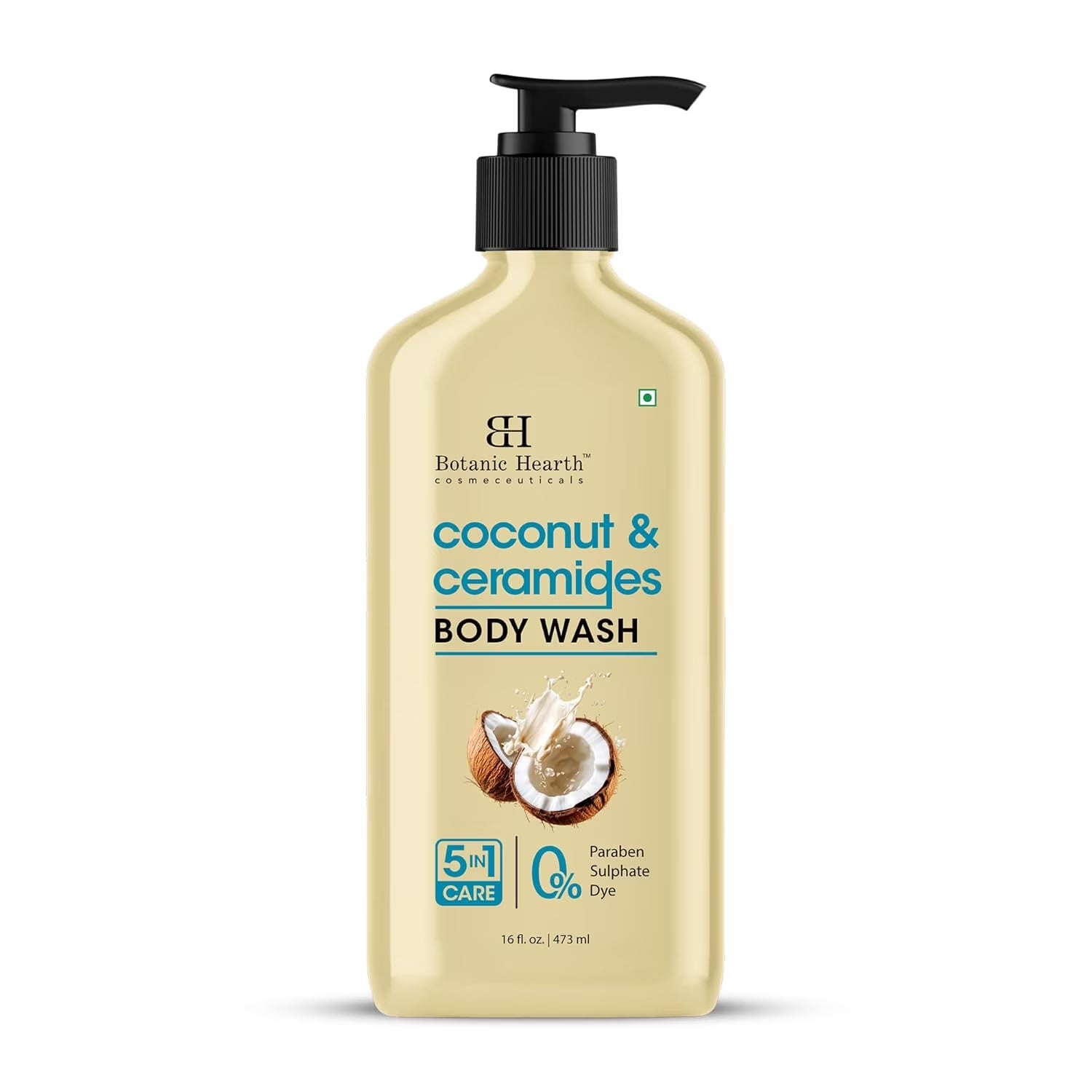 Coconut & Ceramides Body Wash – Hydrating Shower Gel for Soft, Smooth Skin, 5-In-1 Gentle Cleanser, Sulfate & Paraben Free – 16 Fl Oz
