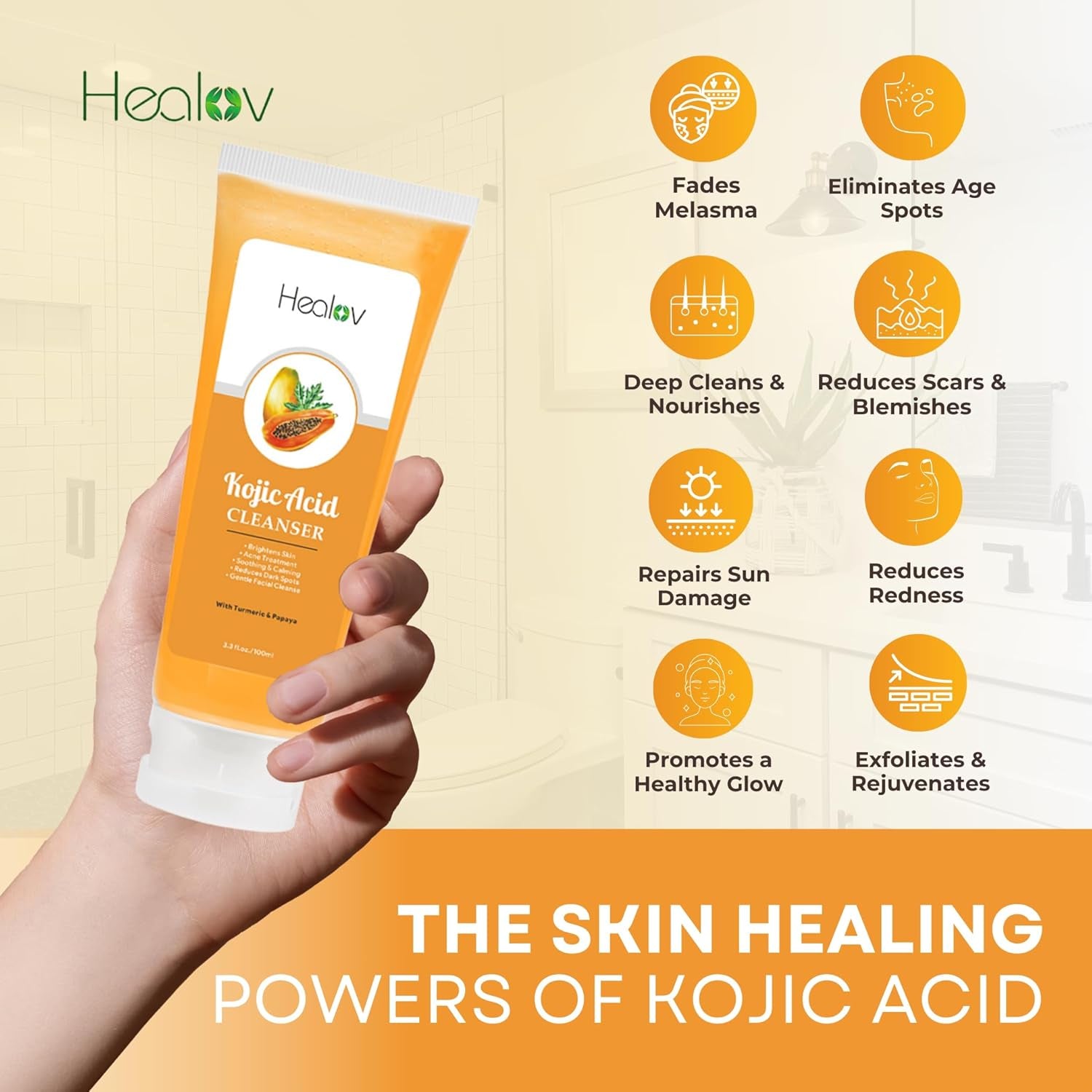 Kojic Acid Soap – Skin Brightening Kojic Papaya Face & Body Wash for Hyperpigmentation – Dark Spot Soap Reduces Acne, Scars, and Enhances Skin Tone – Turmeric Facial Cleanser for Brighter Glowing Skin