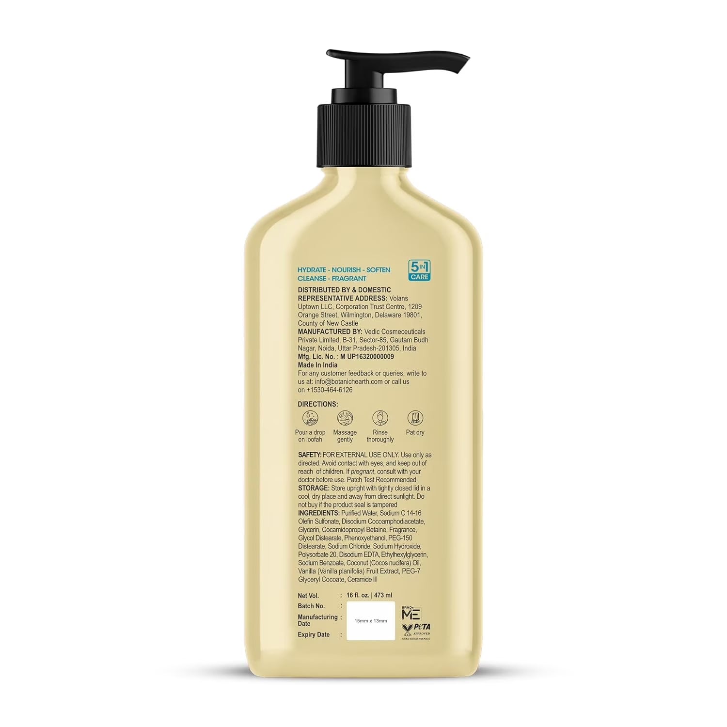 Coconut & Ceramides Body Wash – Hydrating Shower Gel for Soft, Smooth Skin, 5-In-1 Gentle Cleanser, Sulfate & Paraben Free – 16 Fl Oz