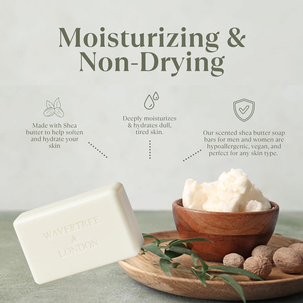 White Orchid Scented Natural Soap (2 Bars), 7Oz Moisturizing French Triple Milled Soap Bars Enriched with Shea Butter - Pure Plant Based Bath & Body Bars for All Skin Types